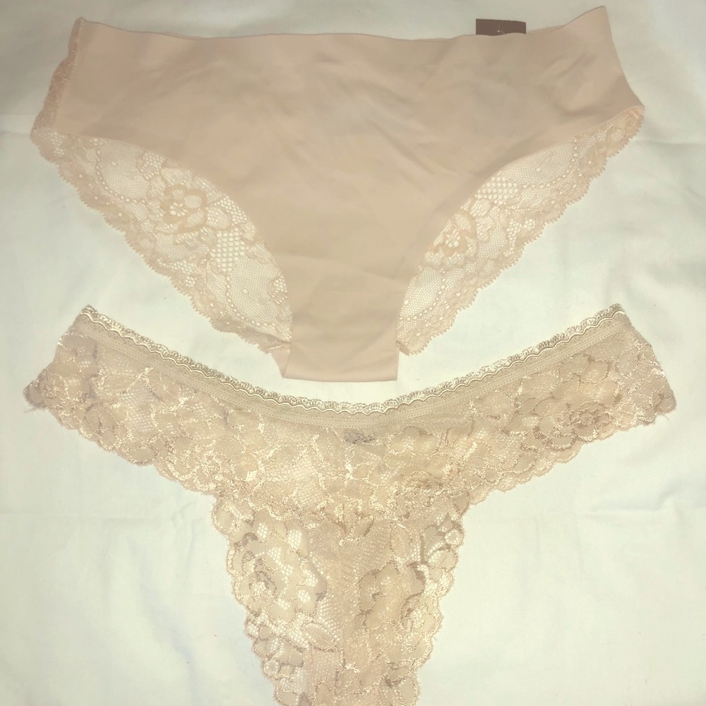 Beautiful Lace Back Brief & Lace Thong. Set of 2